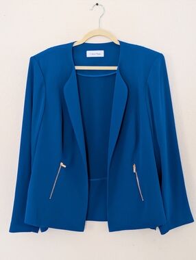 Calvin Klein Royal Blue Open Front Blazer Size Medium